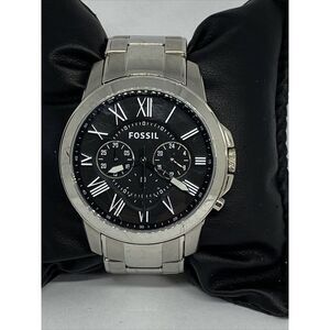 Fossil FS4736 Men's Silver Stainless Steel Analog Black Dial Quartz Watch JK21